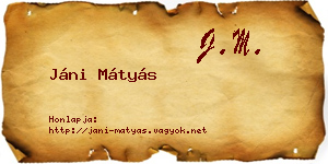 Jáni Mátyás névjegykártya